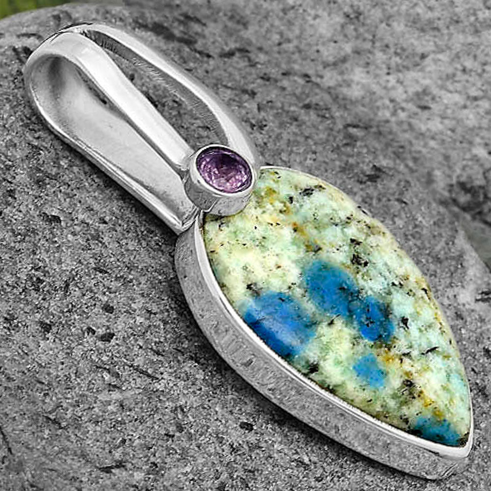 K2 Blue Azurite In Quartz & Amethyst Pendant P-1606 SDP136208-2