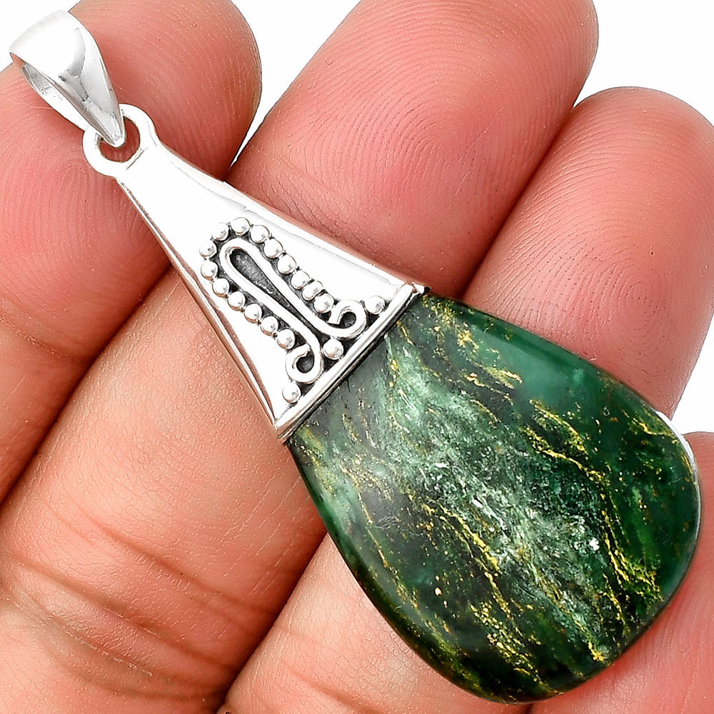 Natural Green Fuchsite Pendant P-1139 SDP136736-0