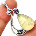 Natural Prehnite & Amethyst Pendant P-1573 SDP148741-0