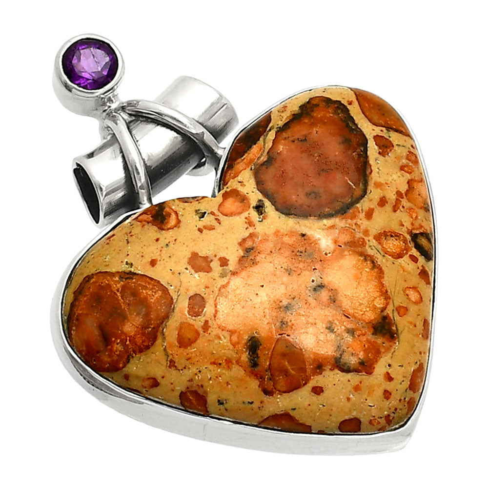Heart - Leopardite Jasper & Amethyst Pendant P-1159 SDP149697