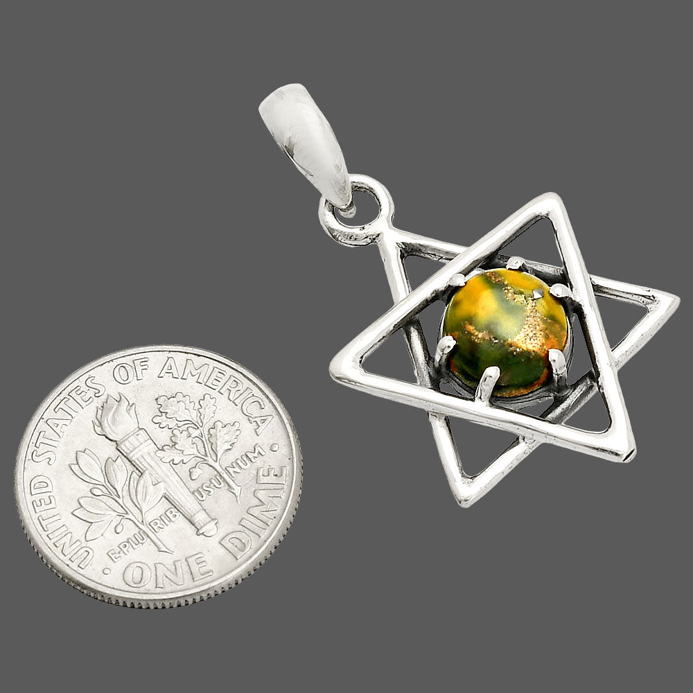 Star of David - Natural Bamboo Jasper Pendant P-1004 SDP150071
