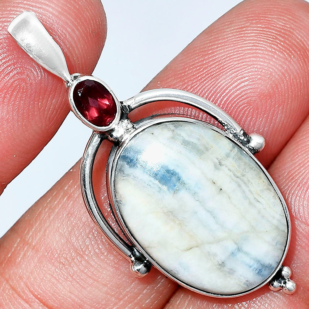 Blue Scheelite - Turkey & Garnet Pendant P-1175 SDP152642