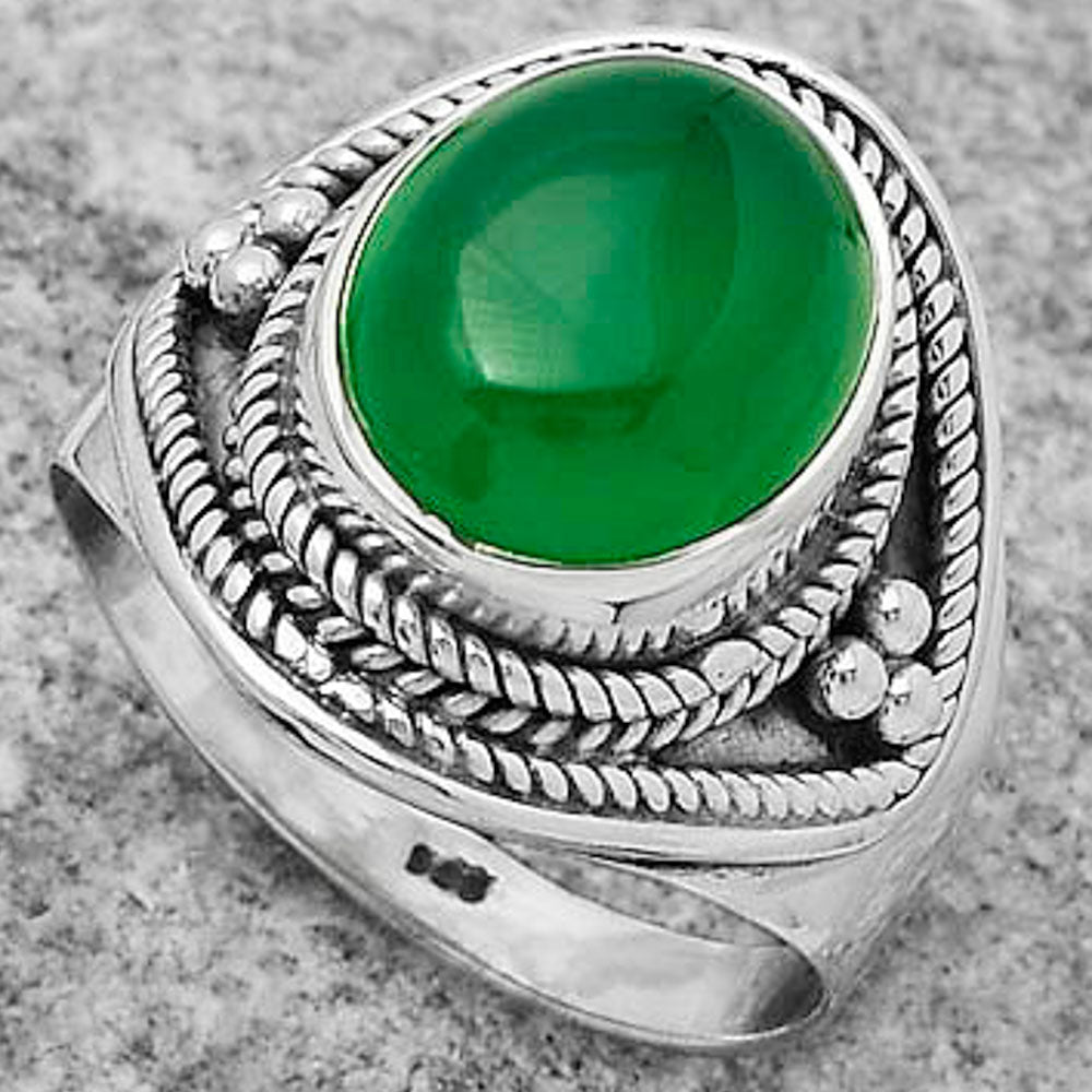 Natural Green Onyx Ring size-8 R-1312 SDR168212