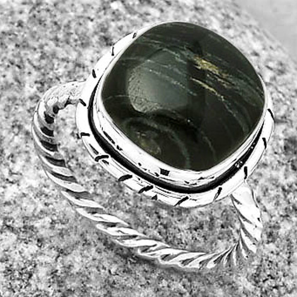 Natural Silver Leaf Obsidian Ring size-8 R-1011 SDR188792-2