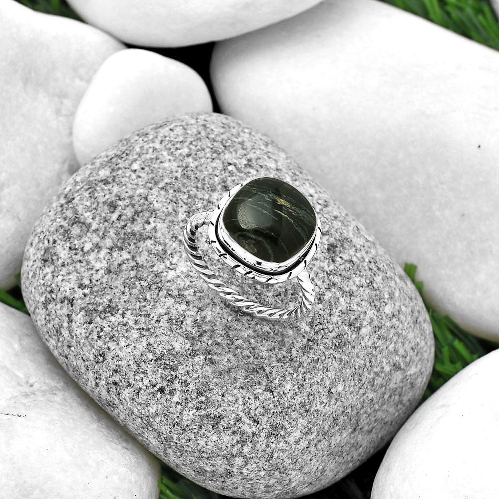 Natural Silver Leaf Obsidian Ring size-8 R-1011 SDR188792-1