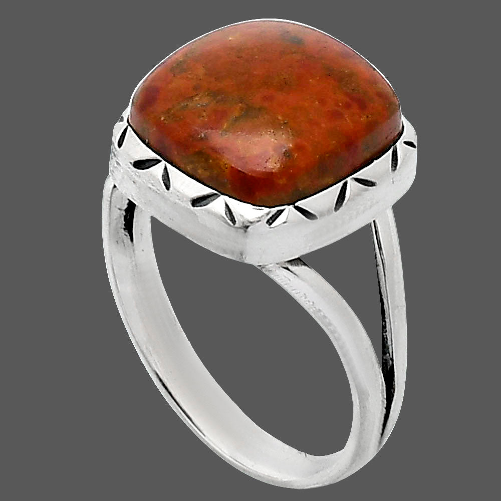 Natural Red Moss Agate Ring size-8.5 R-1074 SDR242349