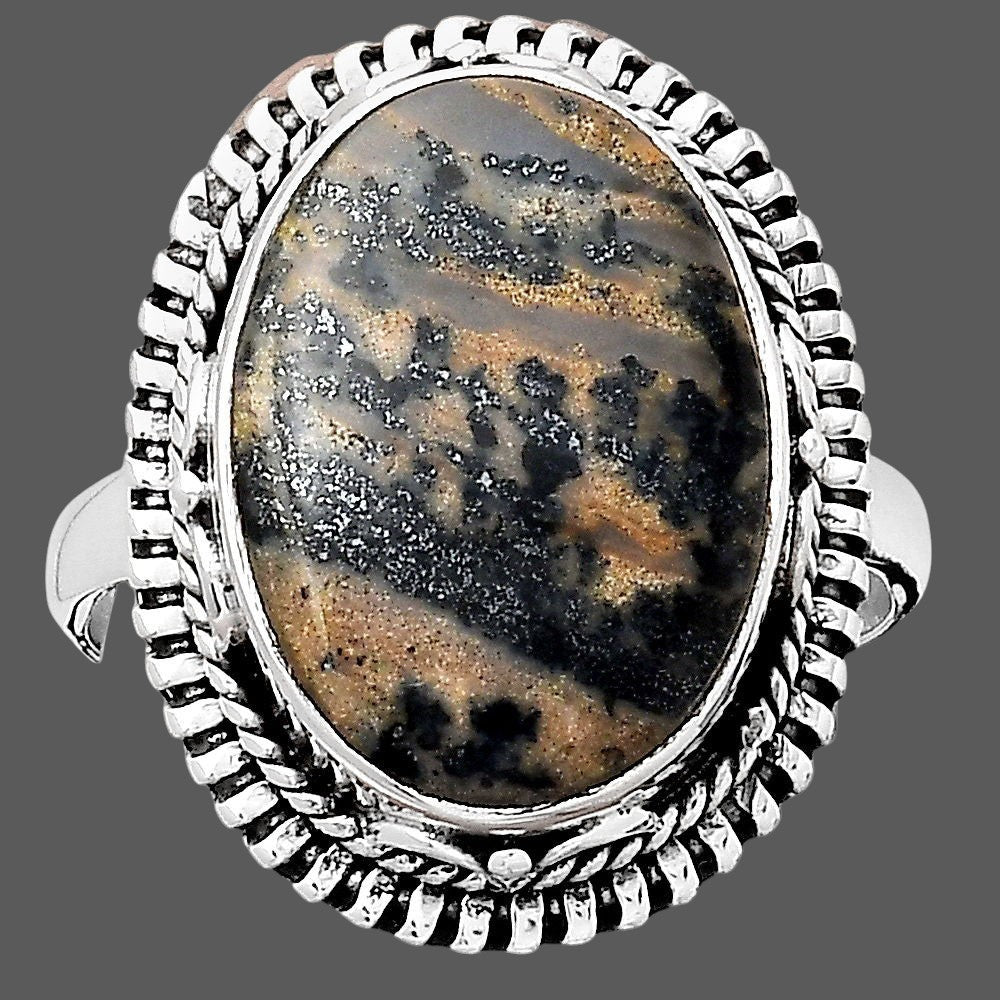 Natural Russian Honey Dendrite Opal Ring size-8 R-1279 SDR246331-2