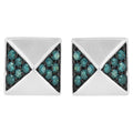 14K White Gold 1/4 Cttw Treated Blue Diamond Pyramid Stud Earring (Blue Color, SI1-SI2 Clarity)