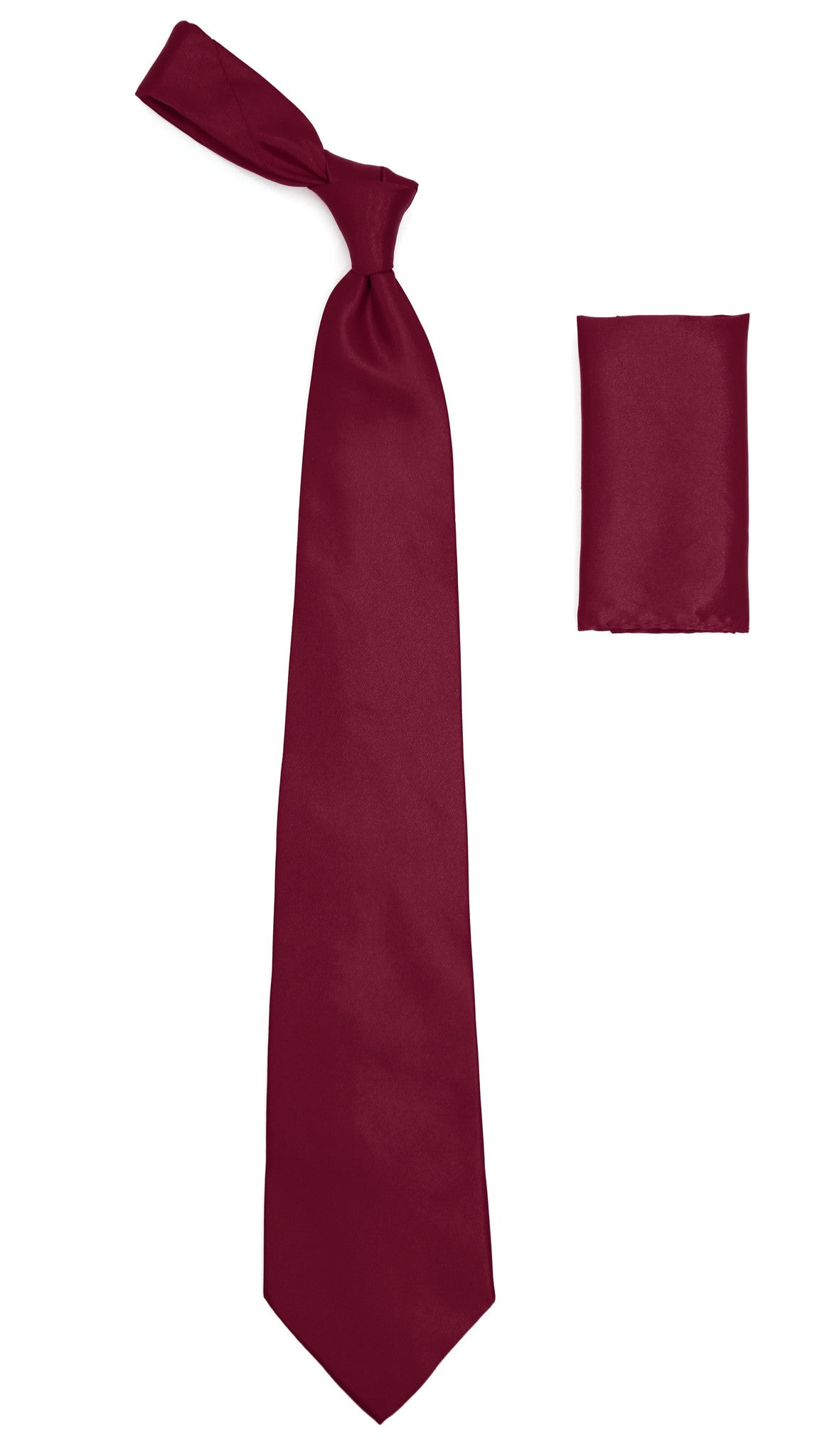 Burgundy Satin Regular Fit French Cuff Dress Shirt, Tie & Hanky Set-1
