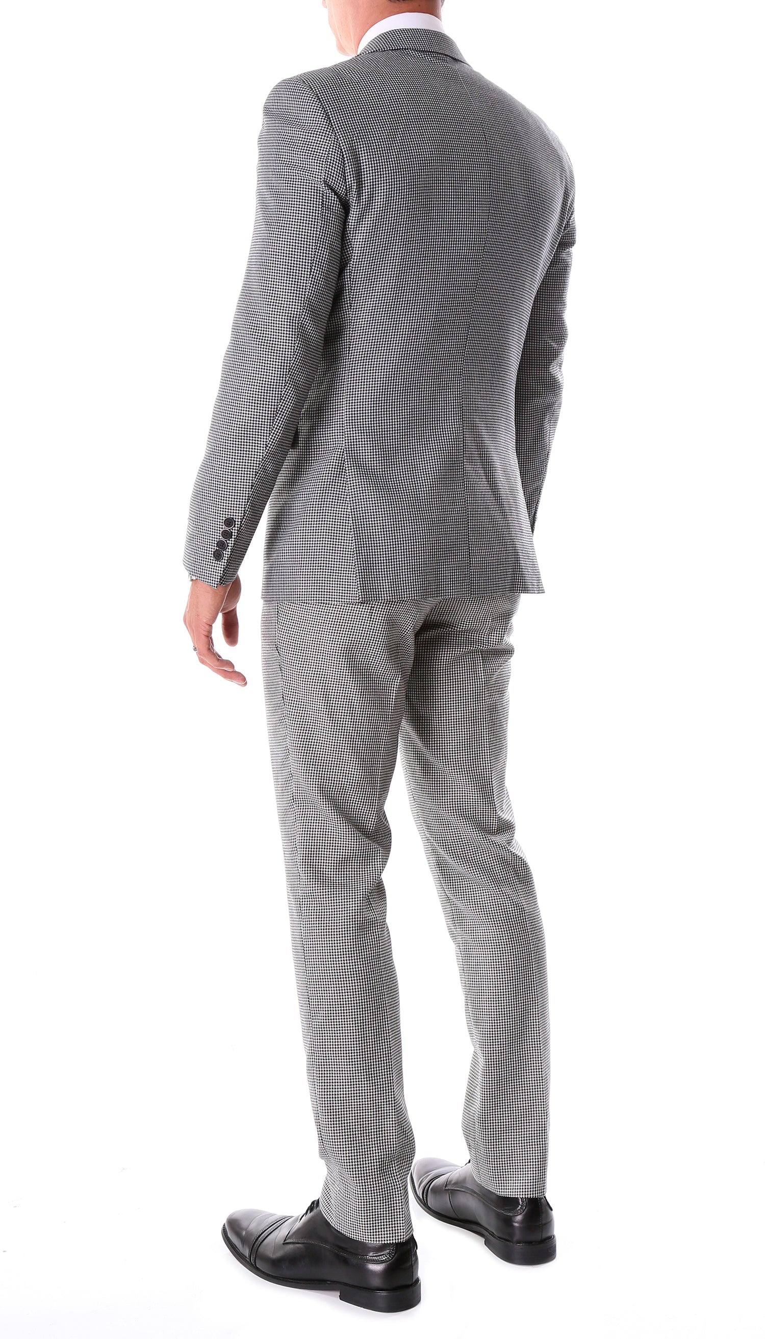 Men's Stanford Slim Fit Houndstooth Peak Lapel 2pc Suit