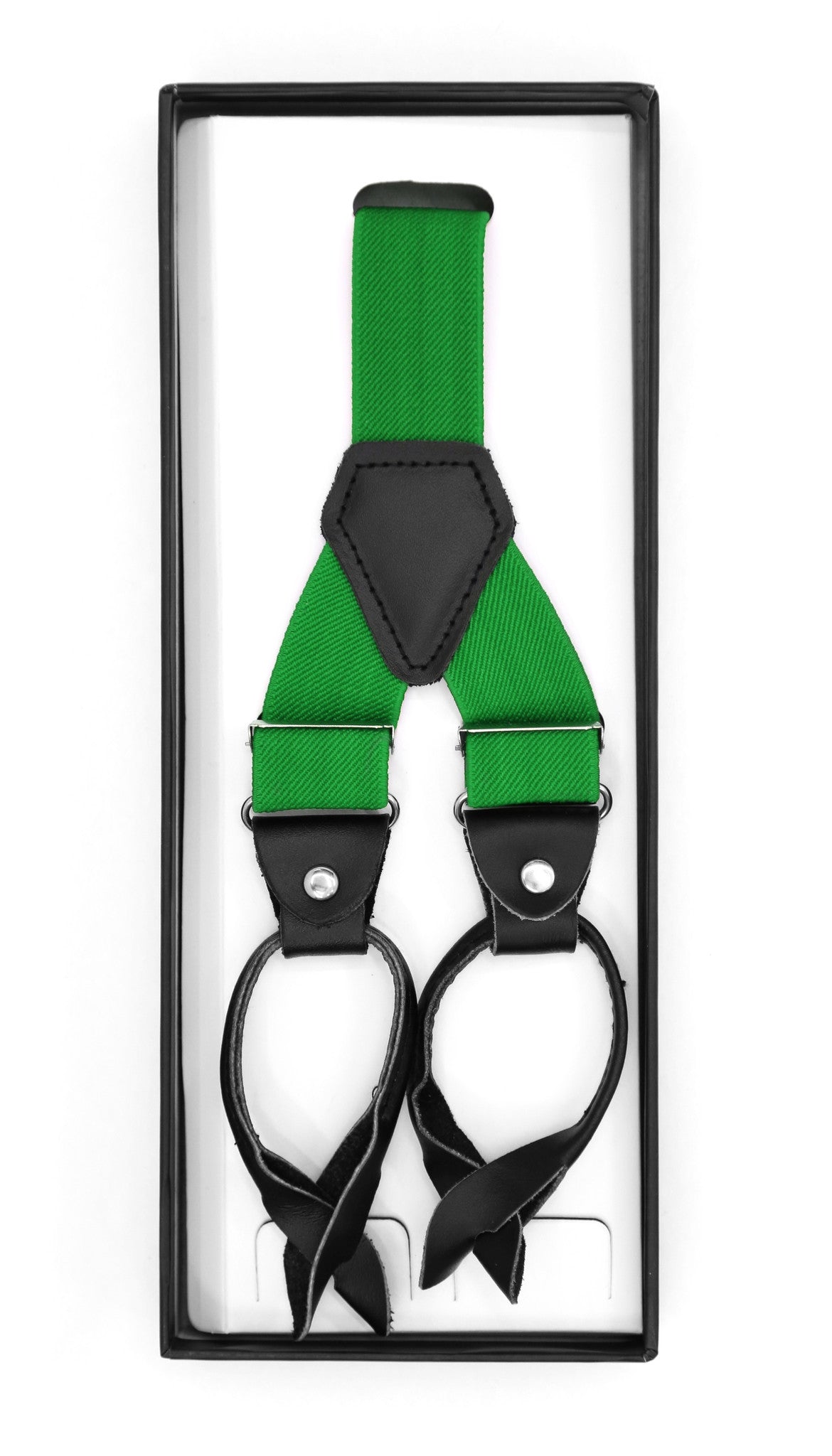 Green Button-End Unisex Suspenders-1