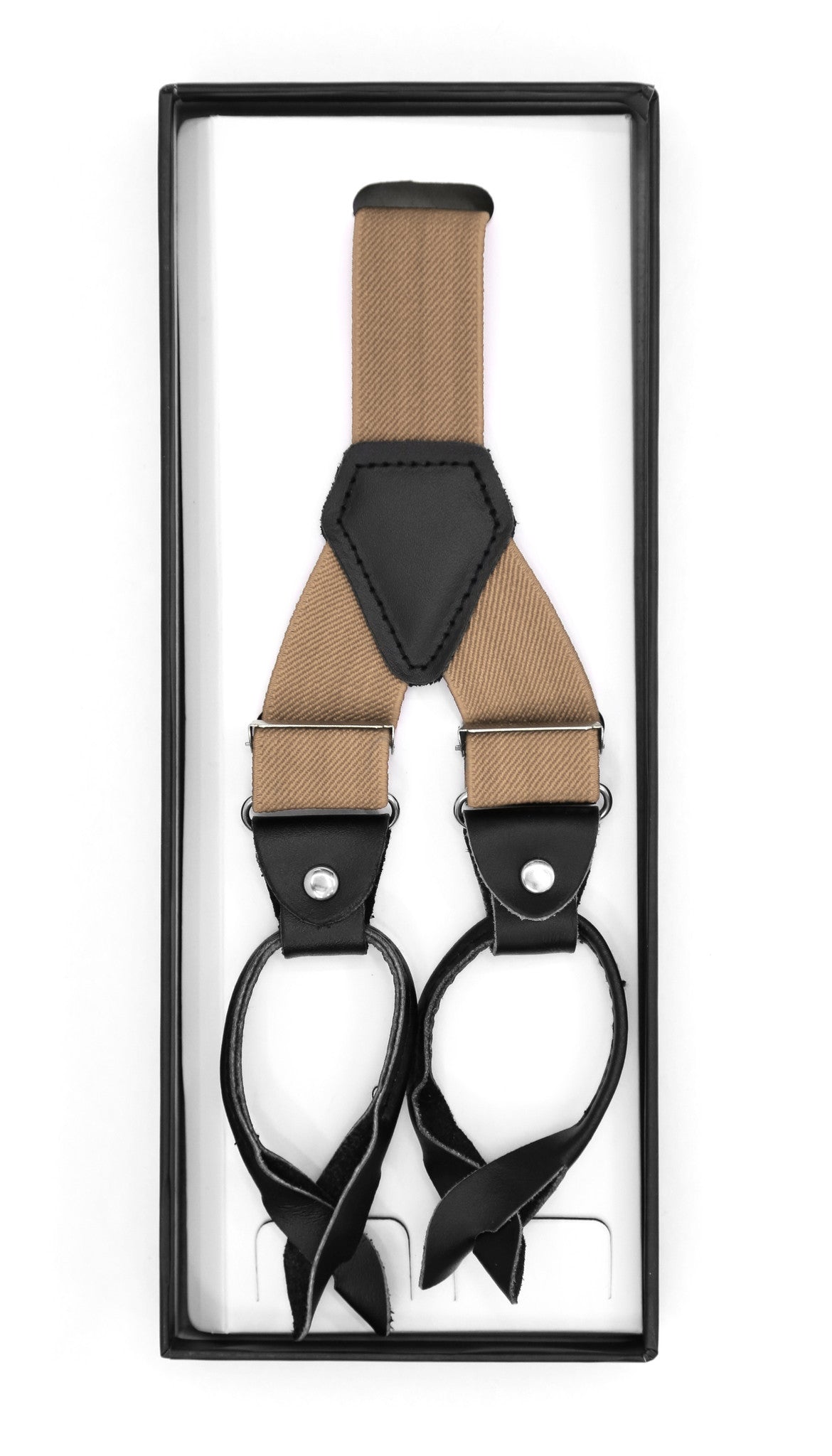 Light Brown Button-End Unisex Suspenders-1