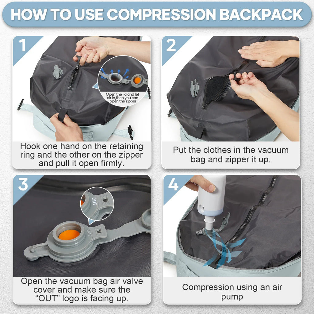 NNEOBA Vacuum Compression Laptop Backpack Blue