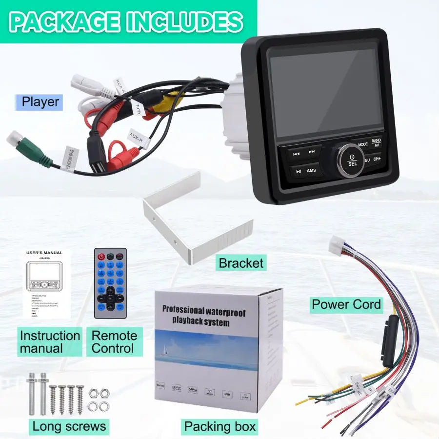 NNEOBA Waterproof Bluetooth Marine Stereo Radio