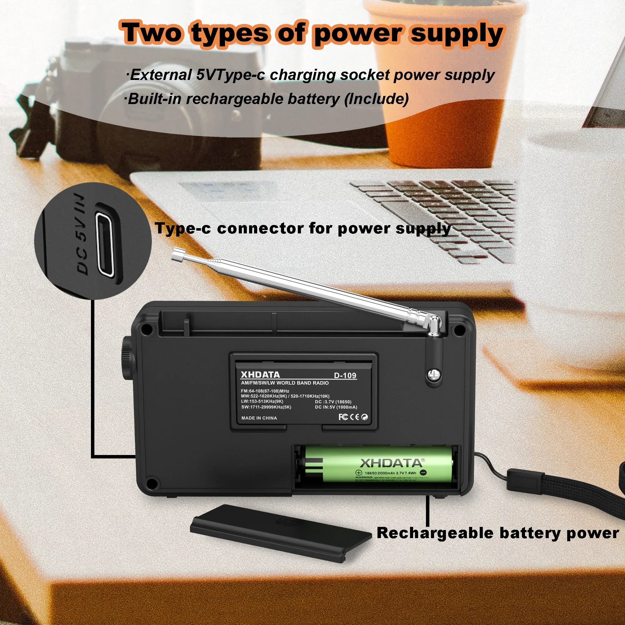 NNEOBA Stereo Digital Portable Radio Black