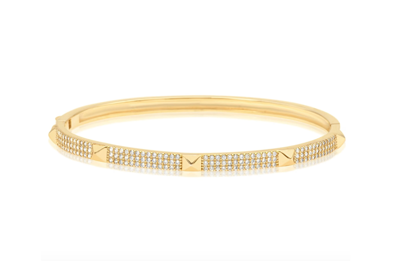 Pave 3 Row Stone Bangle (B87)