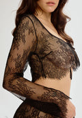 Sheer Eyelash Lace Crop Top Blush Serene Black