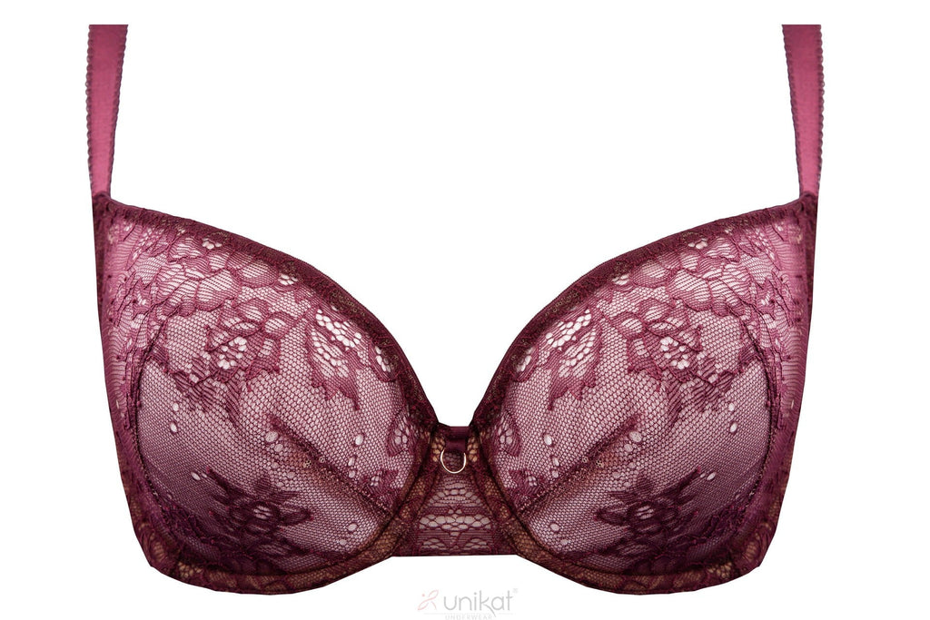 Sheer Mesh Lace Balconette Bra Caro