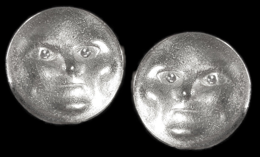 Someone to Watch Over Me-Face Earrings-Sterling silver, diamond eyes- Nickle Size
