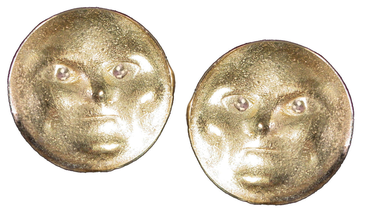 Someone to Watch Over Me-Face Earrings-Sterling silver, diamond eyes- Nickle Size