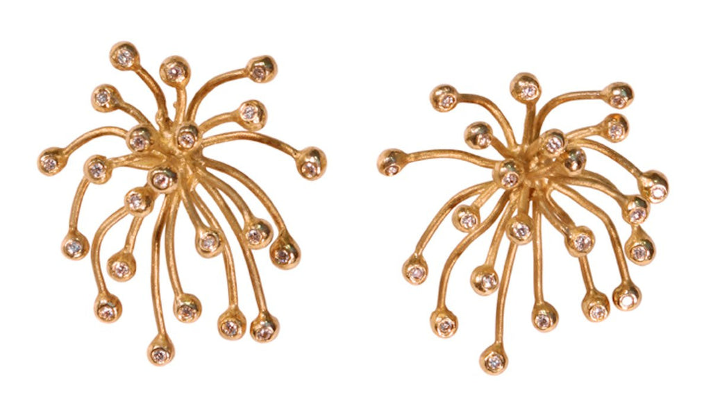 Superstar Earrings. Fireworks Jewelry-14K gold with diamonds: Life is a Celebration!