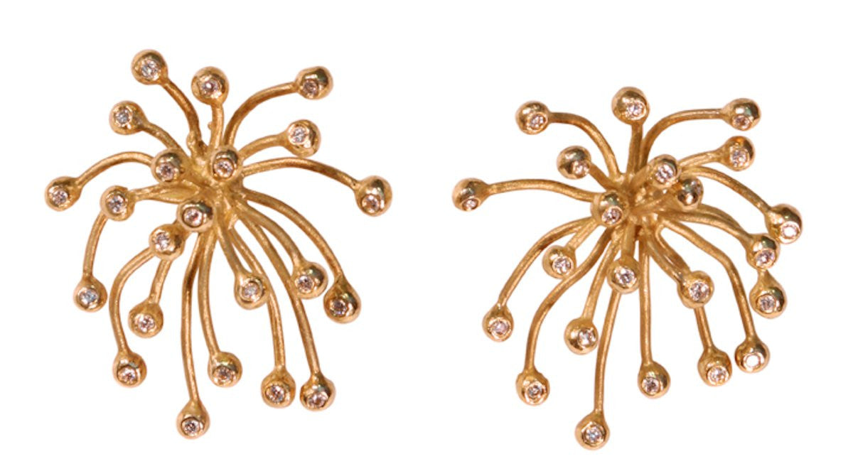 Superstar Earrings. Fireworks Jewelry-14K gold with diamonds: Life is a Celebration!