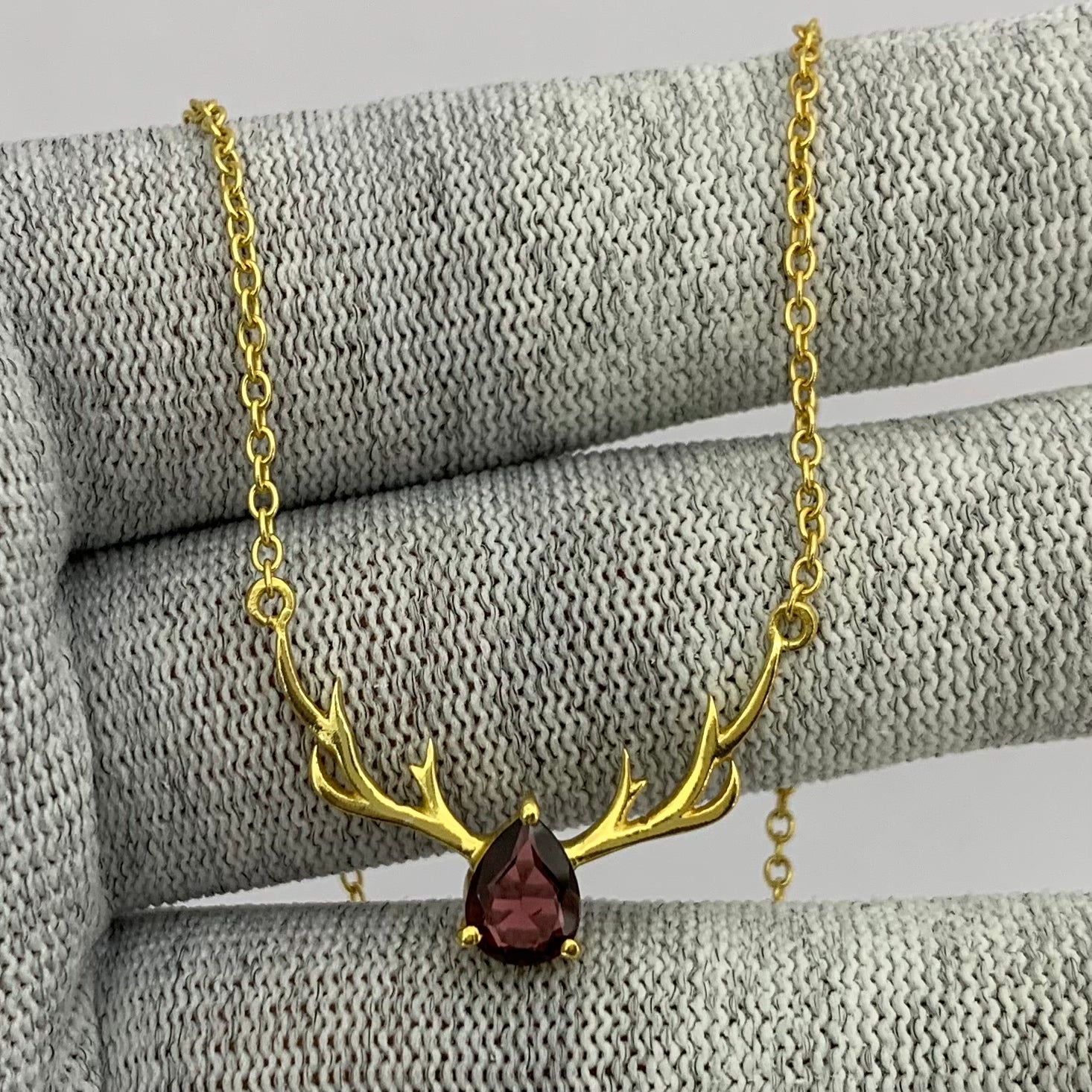 18K Gold Plated Antler Birthstone Necklace Jewelry for Women TGN1017 NM-1046