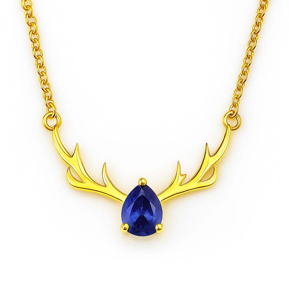 18K Gold Plated Antler Birthstone Necklace Jewelry for Women TGN1017 NM-1046