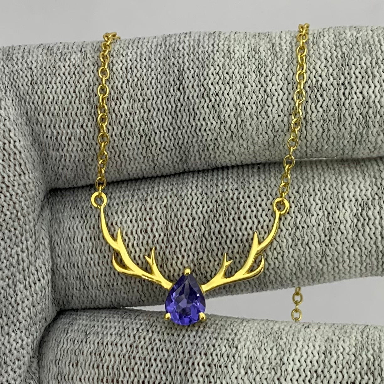 18K Gold Plated Antler Birthstone Necklace Jewelry for Women TGN1017 NM-1046