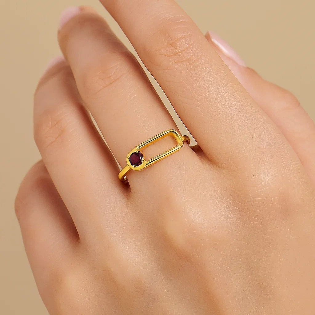 18K Gold Plated Garnet & Tourmaline Ring | Wholesale TGR1060 RM-1783