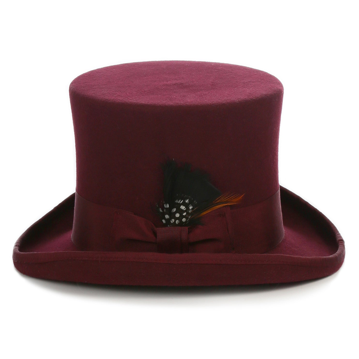 Premium Wool 100 % Australian Wool Burgundy Top Hat