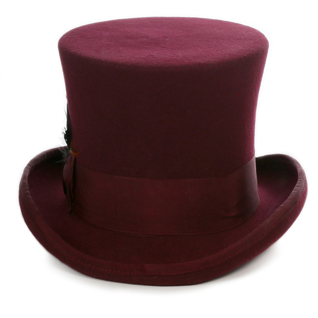 Premium Wool 100 % Australian Wool Burgundy Top Hat