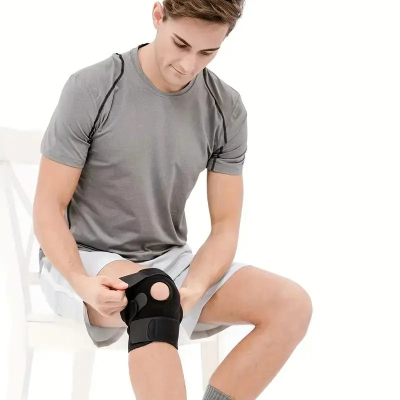 NNEOBA 2pcs Adjustable Patella Knee Support Brace Dual Strap Protector Black