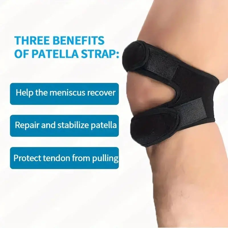 NNEOBA 2pcs Adjustable Patella Knee Support Brace Dual Strap Protector Black
