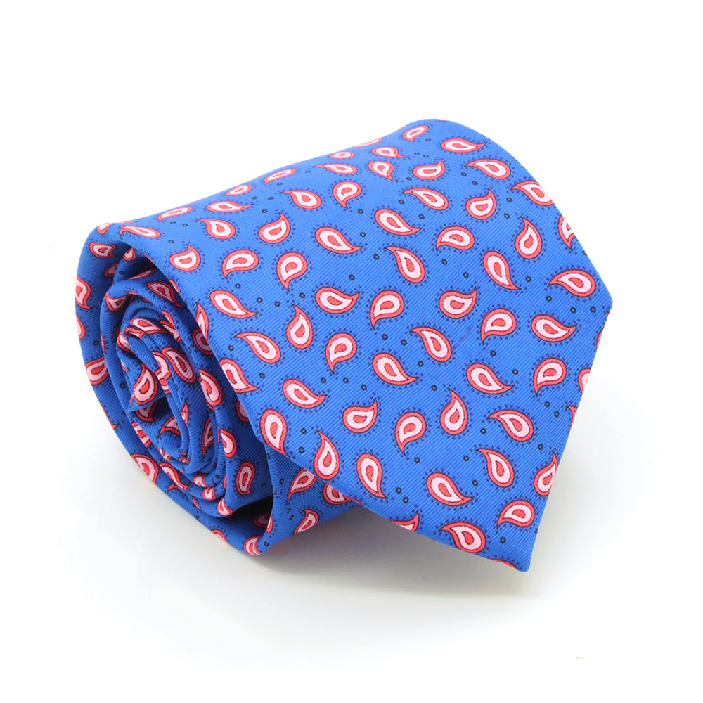 Paisley Royal Blue Necktie with Handkerchief Set-0