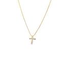 Tiny CZ Pave Cross Pendant Necklace (G101)