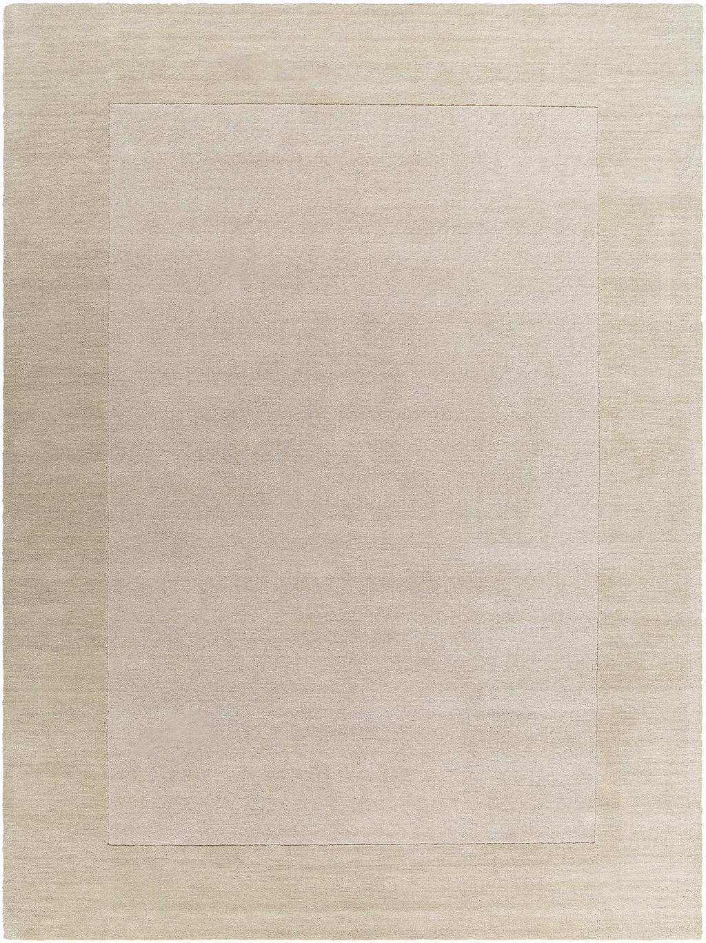 Bordered Solid Wheat Cream Wool Rug