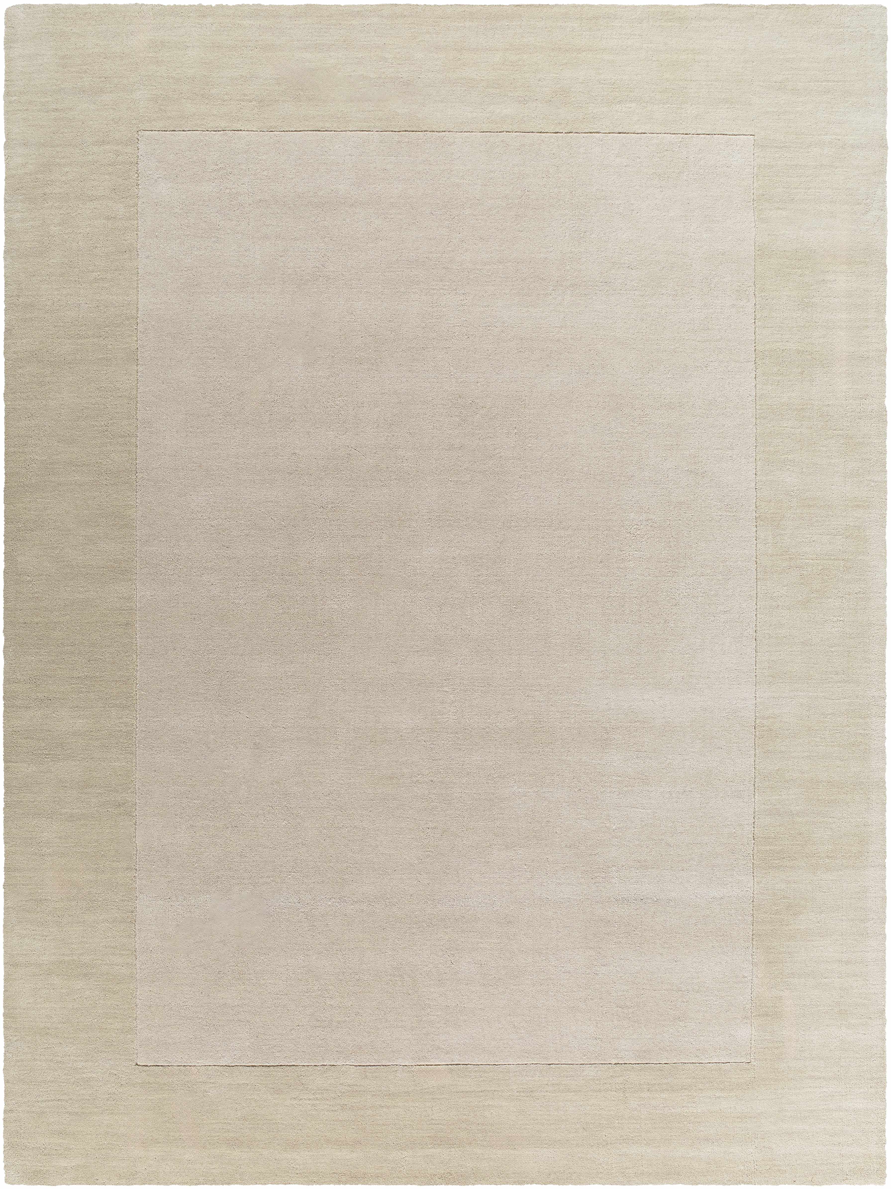 Bordered Solid Wheat Cream Wool Rug