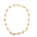 18K Gold Filled Four Leaf Clover Multi-Color CZ Charm Anklet (E78)