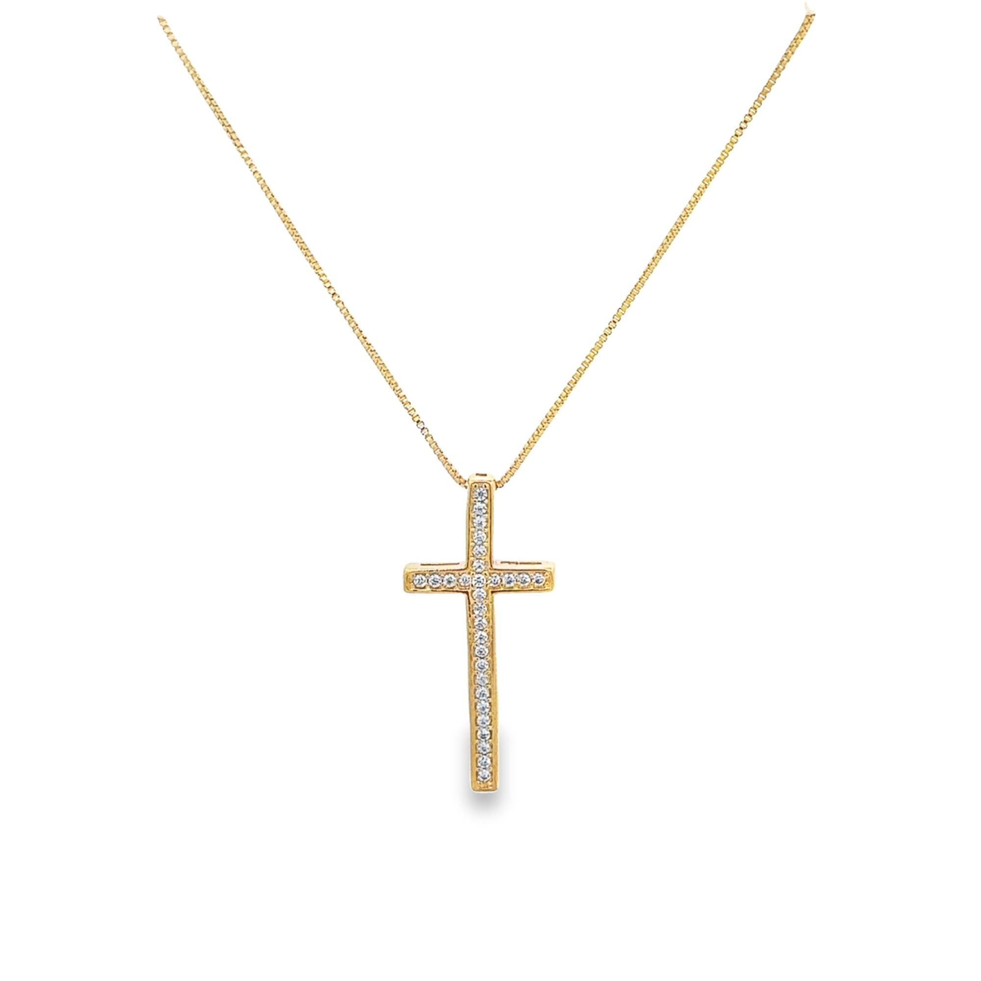Cross Crucifix Necklace With CZ Stones (G98)