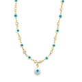 Zirconia Dangle Evil Eye Charm Necklace (F237B)