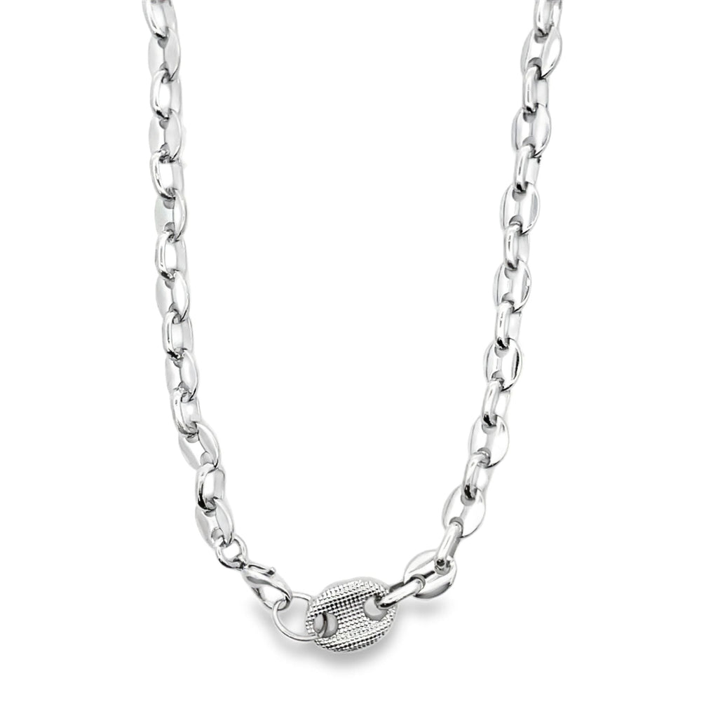 7mm Puffy Flat Mariner Link Chain Choker (H48)