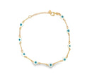 18K Gold Filled Round Blue Evil Eye Charm Anklet (E154)