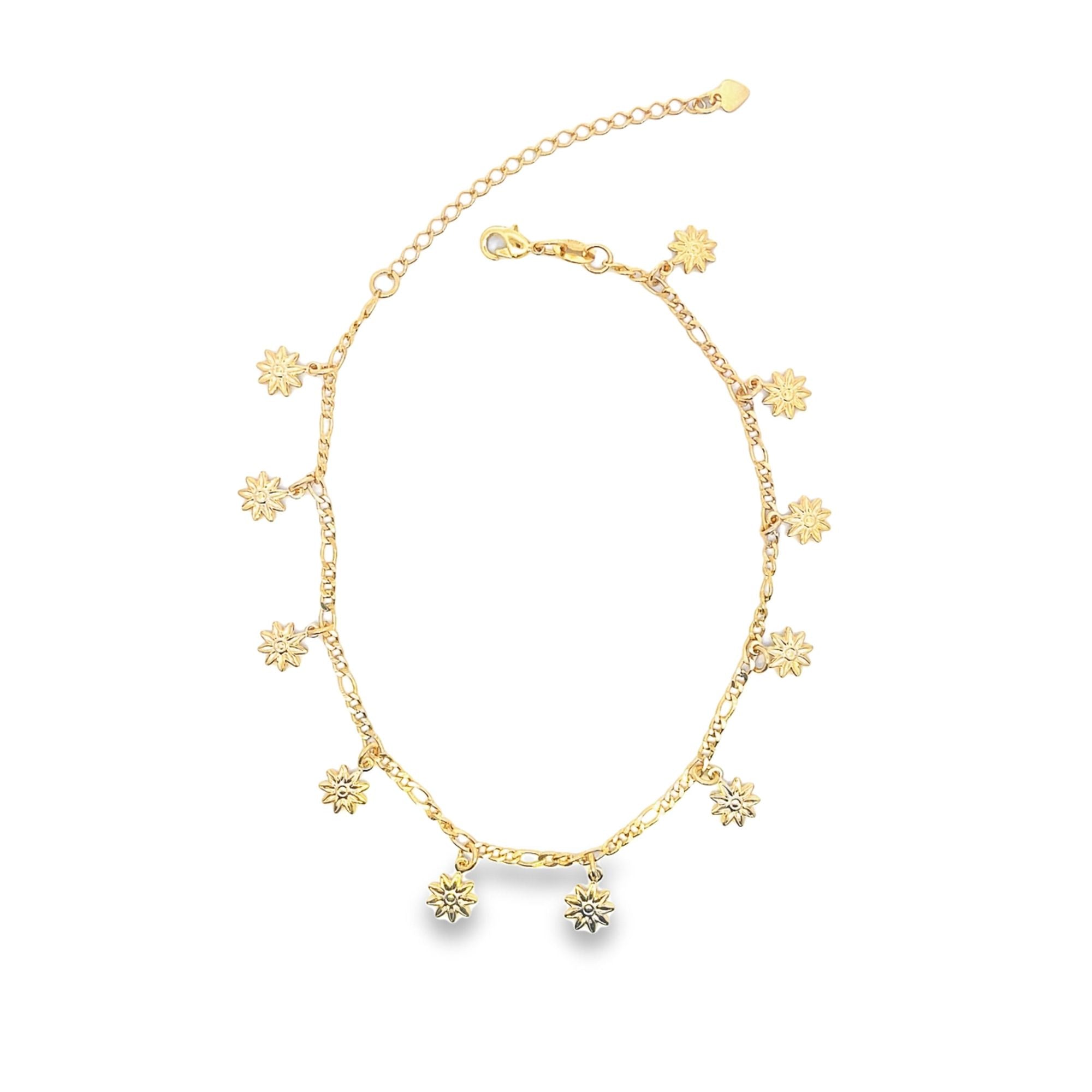 18K Gold Filled Daisy Flower Dangle Anklet (E5)