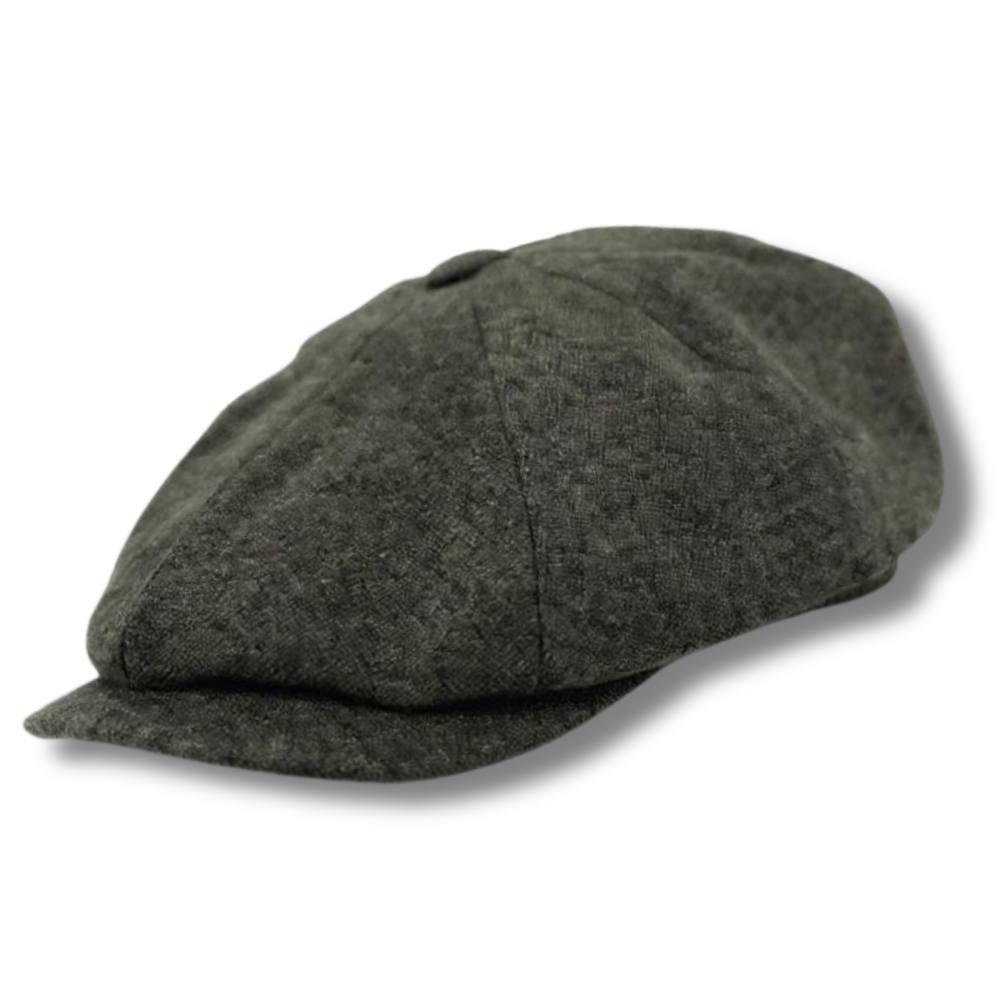 Classic Premium Wool Tweed Hunter Green Newsboy Hat-0