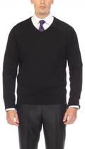 Sam Jacobi Men's Pullover Black Knitted Sweater V-neck Stylish Knitwear Long Sleeve Casual Slim Fit-0