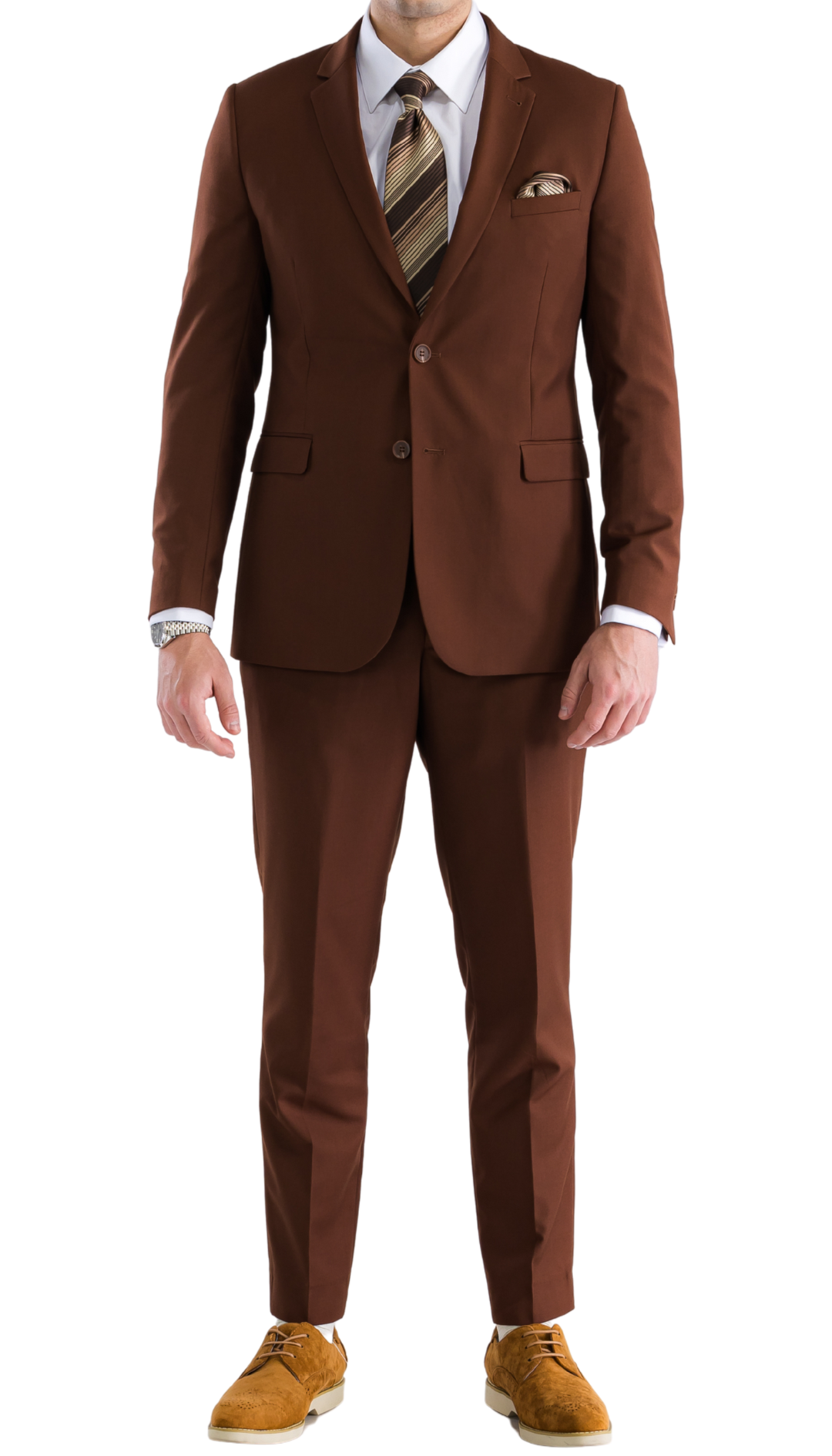 OSLO-D.CHOCOLATE Slim Fit Notch Lapel 2 Piece Suit