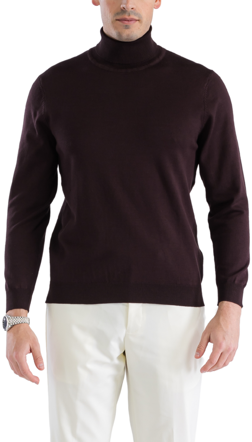 MENS BROWN PULLOVER TURTLENECK SWEATER-0