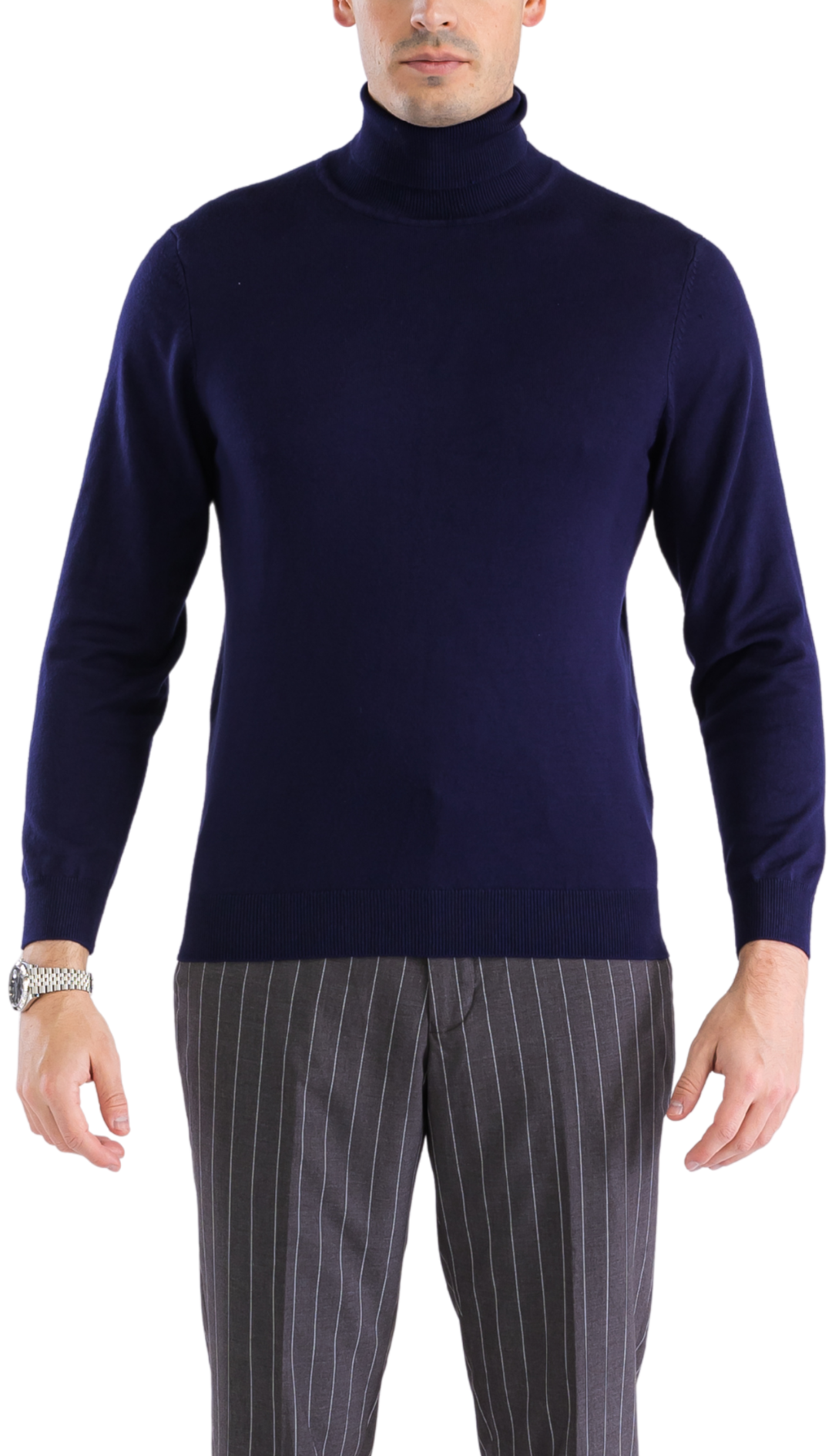 MENS NAVY PULLOVER TURTLENECK SWEATER-0