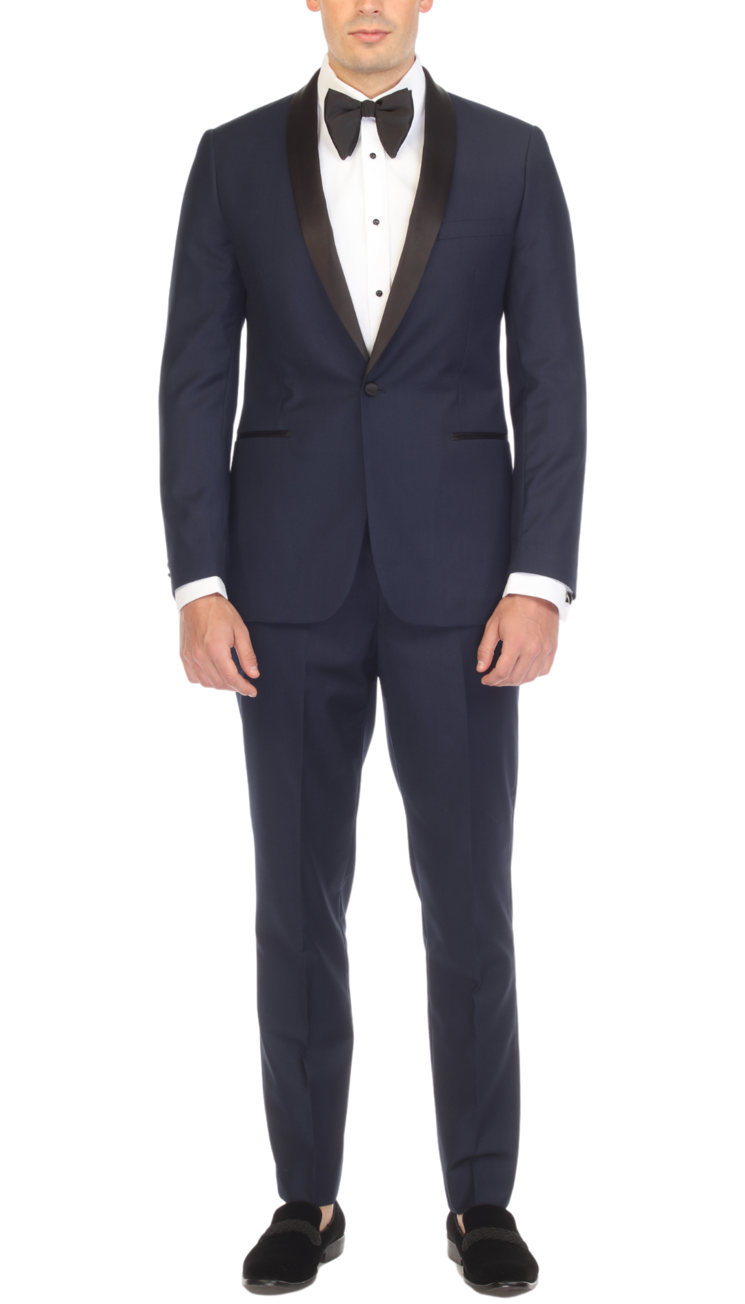 Ferrecci Men's Reno Navy / Black Slim Fit Shawl Lapel 2 Piece Tuxedo Suit Set